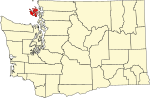 Map of Washington highlighting San Juan County